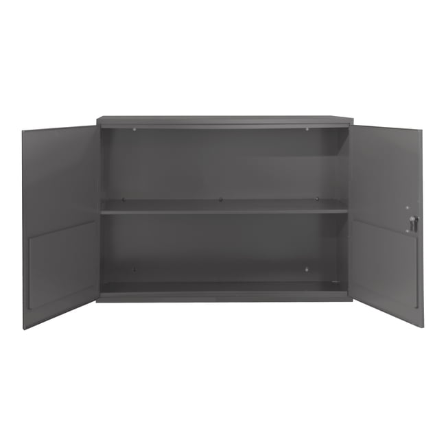 Wall Mountable, Storage Cabinet, 1 Shelf, Door Pockets, Lockable, Gray; Steel