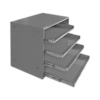 Large Triple Bearing Rack, 4 Compartments - Gray; Cold Rolled Steel