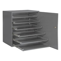 Large Heavy Duty Bearing Slide Rack, 6 Compartments, Locking Door - Gray; Cold Rolled Steel