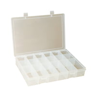 Small, Plastic Compartment Box, 18 Opening - Clear; Polypropylene