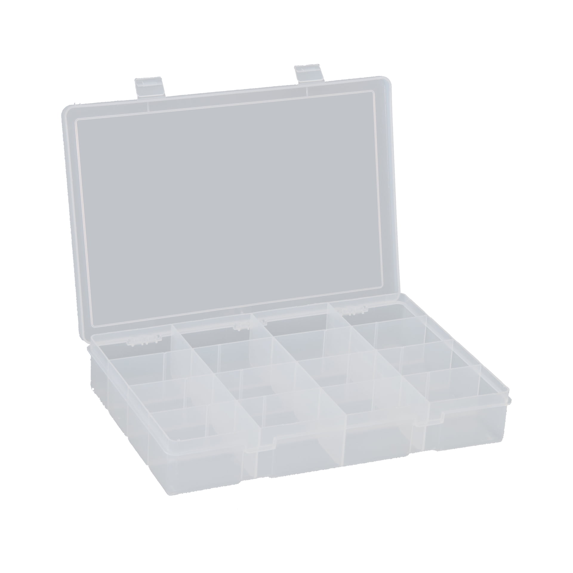 Large, Plastic Compartment Box, 16 Opening - Clear; Polypropylene