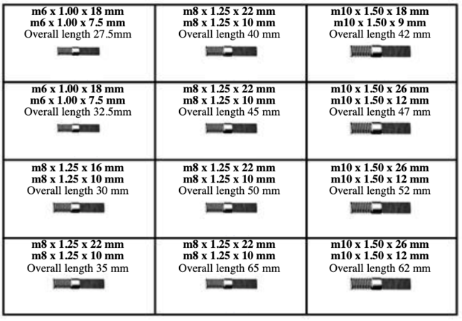 METRIC STUDS