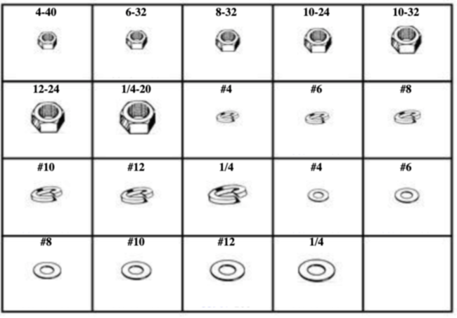 185065 NUTS, FLAT & LOCK WASHERS