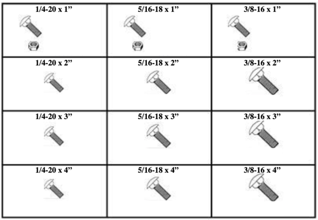 185079 CARRIAGE BOLTS WITH NUTS