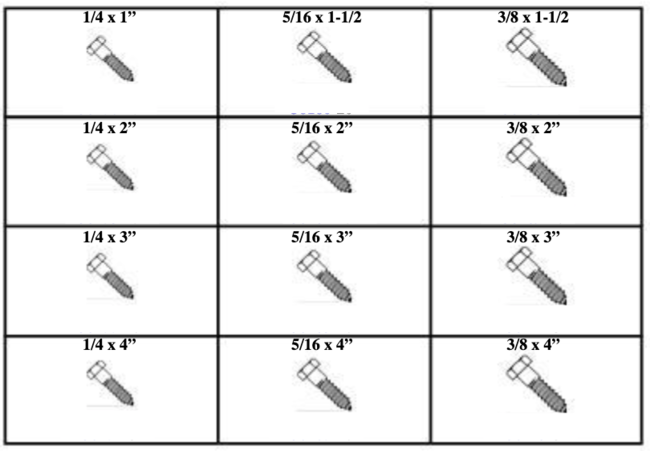 185080 HEX HEAD LAG BOLTS