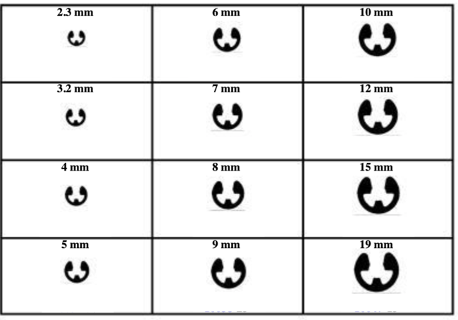 METRIC "E" TYPE RETAINING RINGS