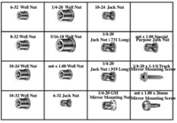 WELL NUTS, JACK NUTS & MIRROR MOUNTING SCREWS