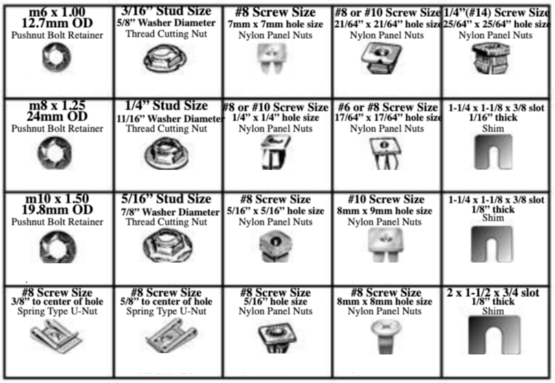 PUSH NUT UNUT PLASTIC NUT & SHIM 20 ITEMS 450 PCS ASST