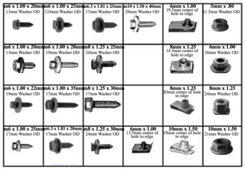 METRIC BODY BOLTS U-NUTS & FLANGE NUTS 22 ITEMS 203 PCS