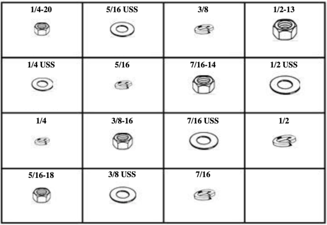 184866 NUTS, FLAT & LOCK WASHERS