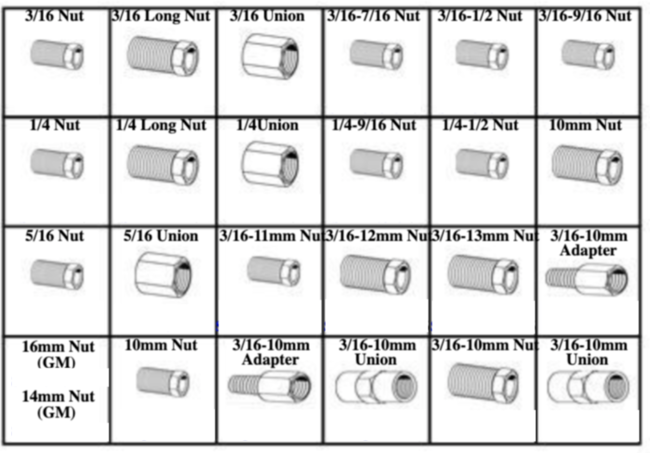 184998 BRAKE LINE NUTS & ADAPTERS