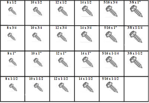 184804 SLOTTED HEX WASHER & HEX HEAD SHEET METAL SCREWS