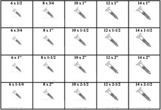 184810 SLOTTED FLAT HEAD WOOD SCREWS