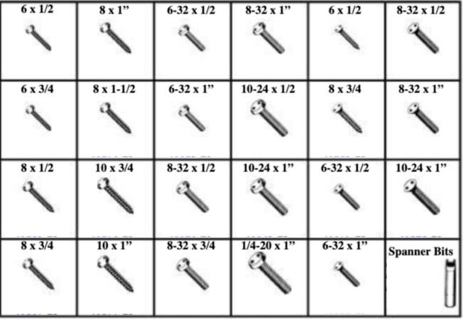 184824 TAMPER RESISTANT SPANNER SCREWS