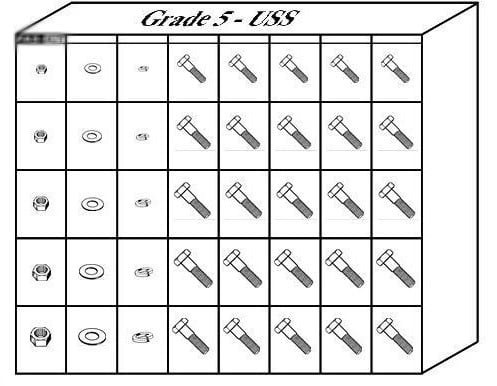 GRADE 5 HEX HEAD CAP SCREWS - COARSE 40 HOLE BIN ASSORTMENT