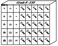 GRADE 8 HEX HEAD CAP SCREWS - USS COARSE 40 HOLE BIN ASSORTMENT