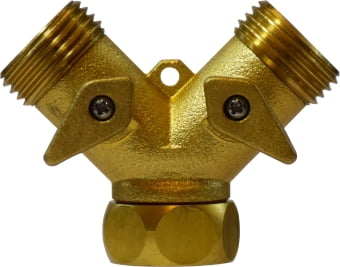 Y Shape Brass Connector W/2 Way Shut Off