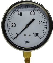 Liquid Filled Gauge 4 Face 1/4 Lower Mount