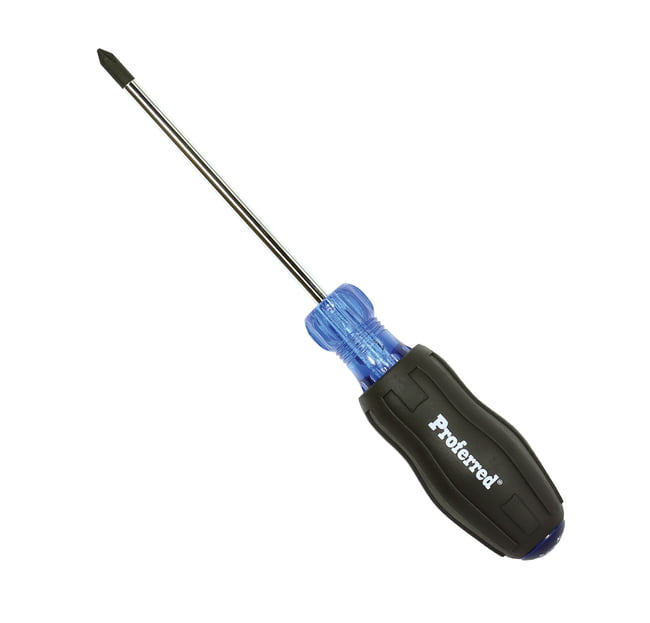 PROFERRED ACETATE CUSHION GRIP SCREWDRIVER - No. 3 (Phillips)x6" Black TPV Handle