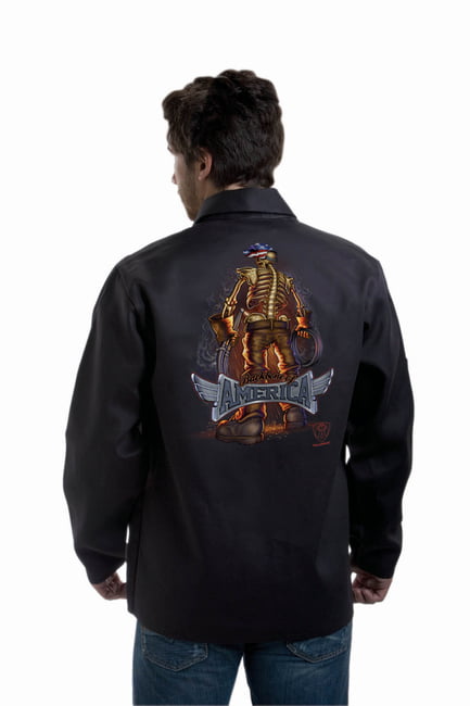 Backbone of America Graphic Flame Retardant Black Jacket, 30" Length