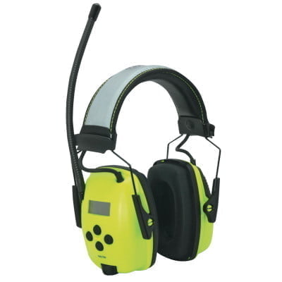 Sync Hi-Vis Digital AM/FM Radio Earmuff, 25 dB, Hi-Vis Green