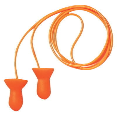 Quiet Reusable Earplugs, Foam, Orange, Corded, Poly Bag - 100 Pairs