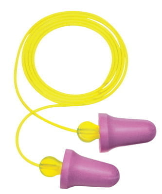 No-Touch Foam Plugs, Polyurethane, Purple, Corded, 100 Pairs