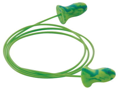 Meteors Earplugs, Foam, Green, Corded, Small - 100 PAIRS