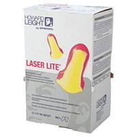 Laser Lite Disposable Earplugs, Foam, Magenta/Yellow, Uncorded, Dispenser Box - 500 Pairs