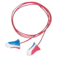 Max Disposable Earplugs, Foam, Blue/Red/White, Corded - 100 Pairs