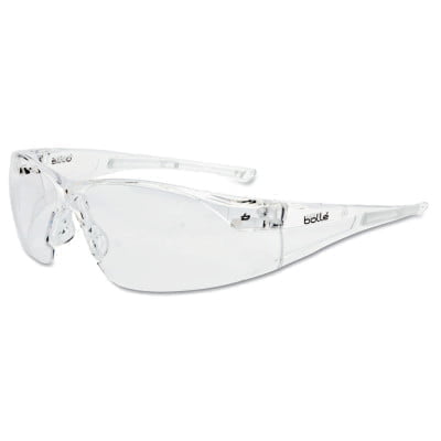 Rush Series Safety Glasses, Clear Lens, Anti-Fog, Anti-Scratch, Clear Frame, TPR