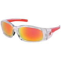 Swagger Safety Glasses, Fire Mirror Lens, Duramass Hard Coat, Clear/Red Frame - Qty. 12