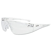 Rush Series Safety Glasses, Clear Lens, Anti-Fog, Anti-Scratch, Clear Frame, TPR