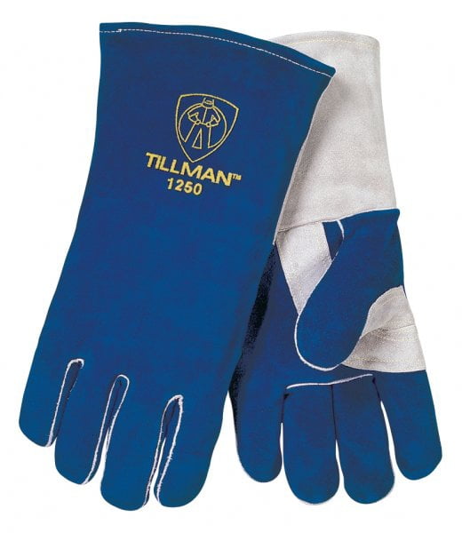 890367 Blue Welding Gloves, Cowhide, 14" Length, Cotton/Foam Lined - Left Hand Only, Large