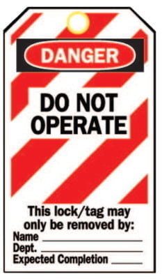 Heavy Duty Lockout Tags, 4.8 x 7 1/2 in, Danger, Do Not Operate, QTY. 25