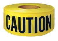 Barricade Tape, 3 in x 300 ft, Yellow, Caution