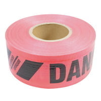 Reinforced Barricade Tape, 3 in x 500 ft, Red, Danger/Peligro