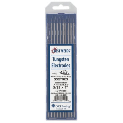 E3 Tungsten Electrodes, 3/32 in Dia., 7 in Long