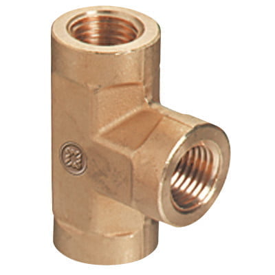 Pipe Thread Tees, Connector, 3,000 PSIG, Brass, 1/4 in (NPT)