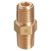 Pipe Thread Hex Nipples, 3000 PSIG, Brass, 1/4 in NPT Male